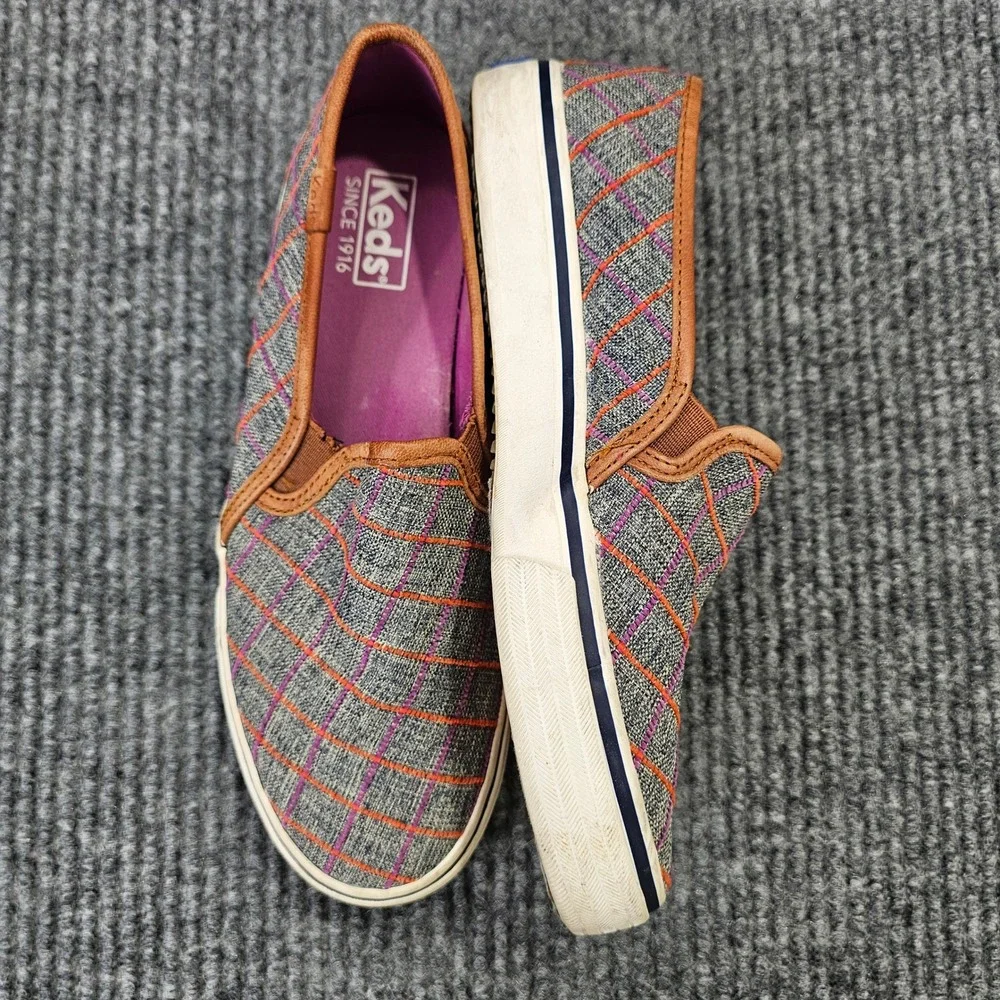 Keds Slip On Women 7.5 Gray Plaid Champion WF55720 Canvas Casual Loafers